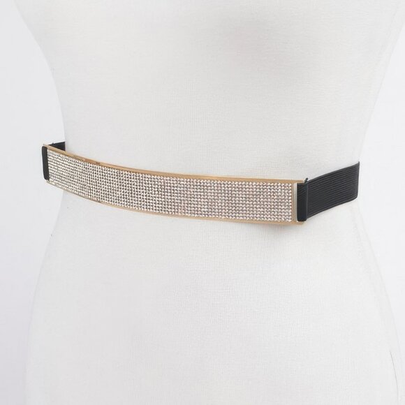 Rhinestone Metal Plate Elastic Belt - Picture 3 of 4